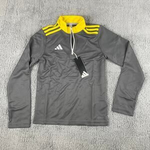 Adidas Boy's Youth Medium Gray Yellow Long Sleeve 22 Soccer Track Jacket